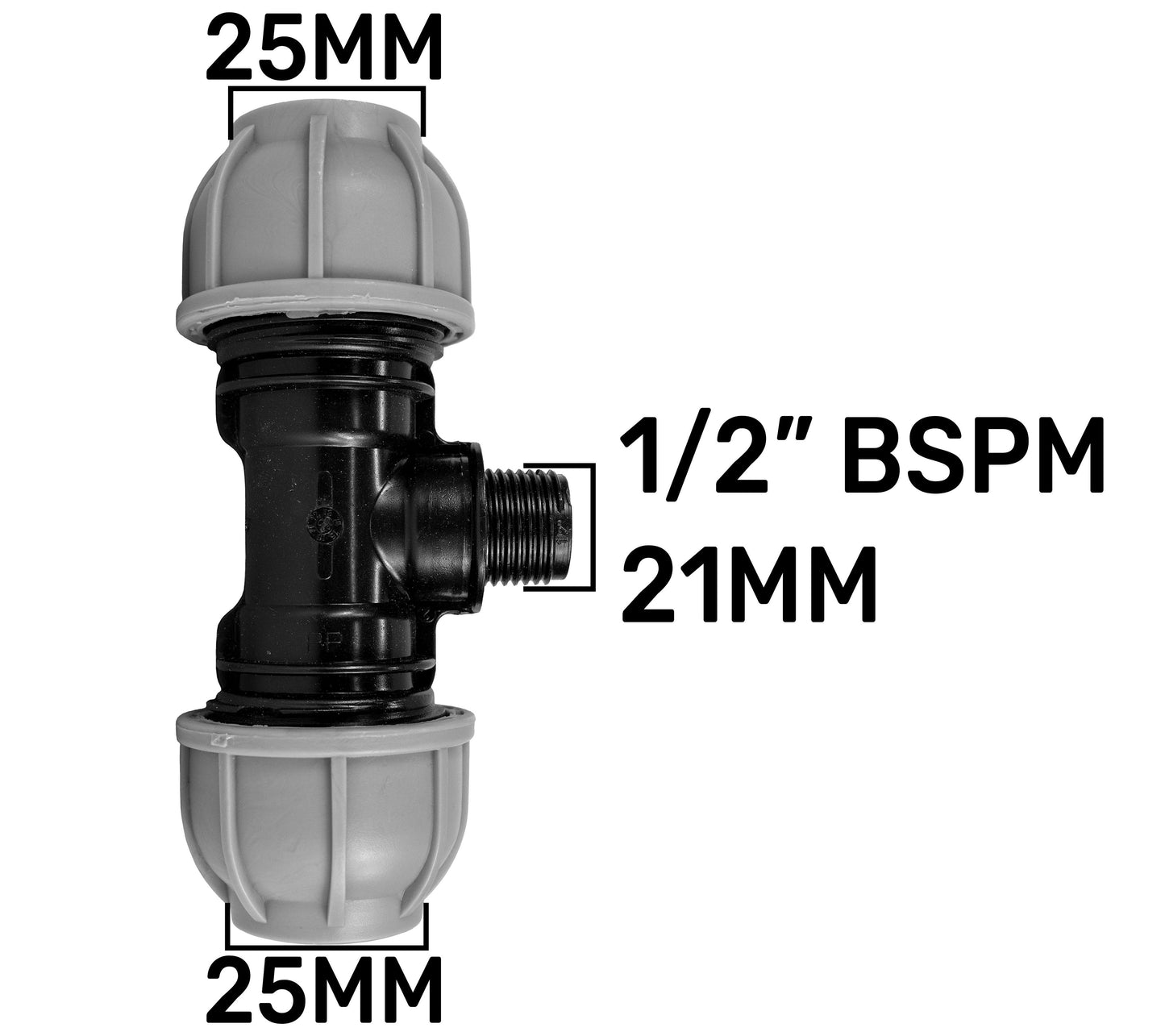 Wall Flange Kit 20mm MDPE - Lever Valve and 25mm MDPE Tee Outlet Water Connector