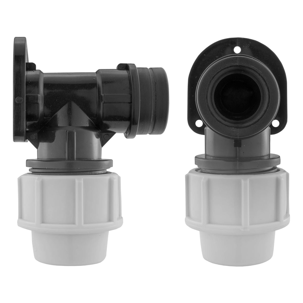 Wall Flange Kit 32mm MDPE + Brass Bib Tap + Lime Two Way Tap Splitter