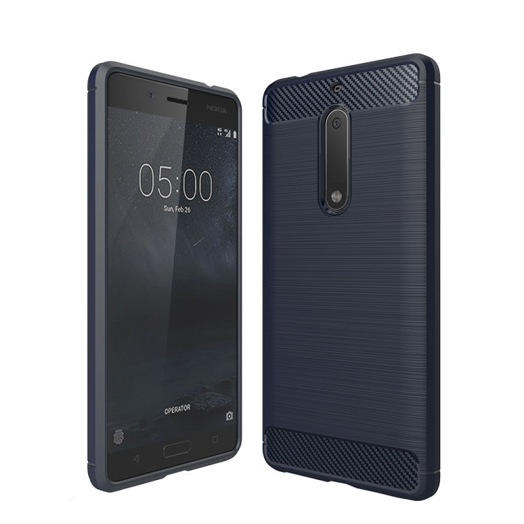 For Nokia 5 Brushed Carbon Fiber Texture Shockproof TPU Protective Cover Case, Nokia 5