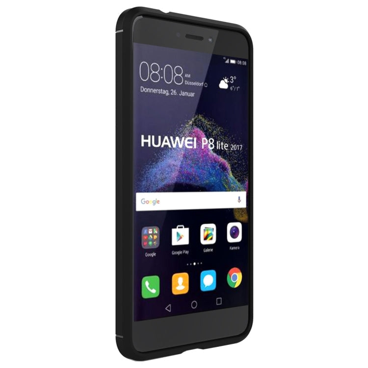 For Huawei  P8 Lite (2017) Brushed Carbon Fiber Texture Shockproof TPU Protective Case, Huawei P8 Lite (2017)