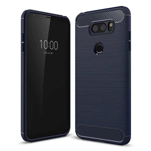 For LG V30 Brushed Texture Carbon Fiber Shockproof TPU Rugged Armor Protective Case, For LG V30