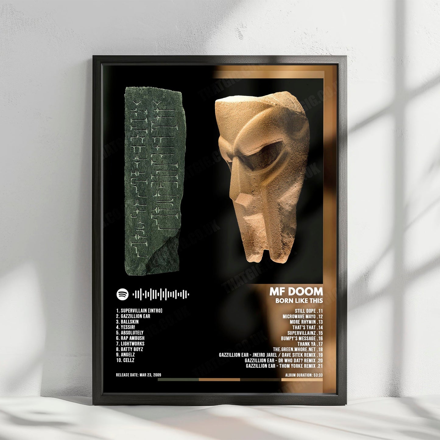 MF DOOM "Born Like This  " Album Cover Poster - with Complete Tracklist