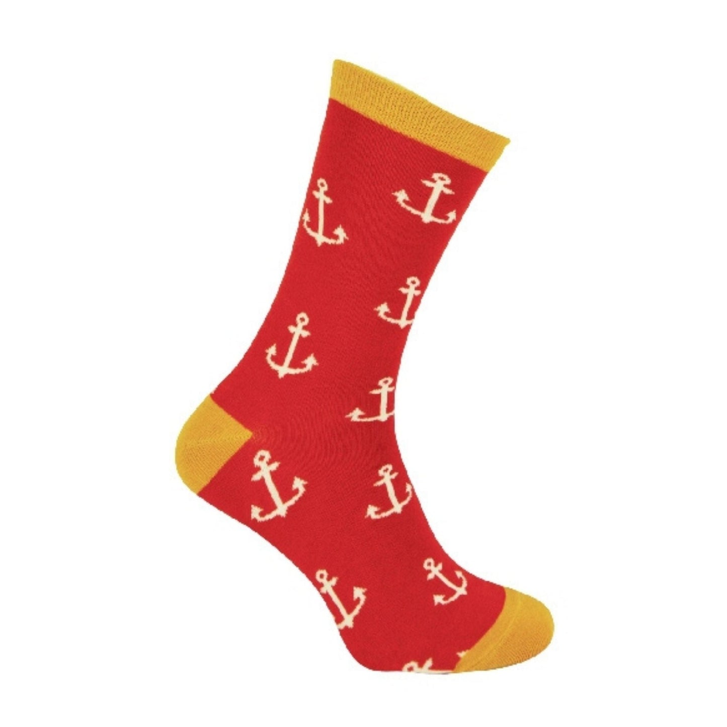 1 Pack Mens Novelty Red Anchors Bamboo Socks