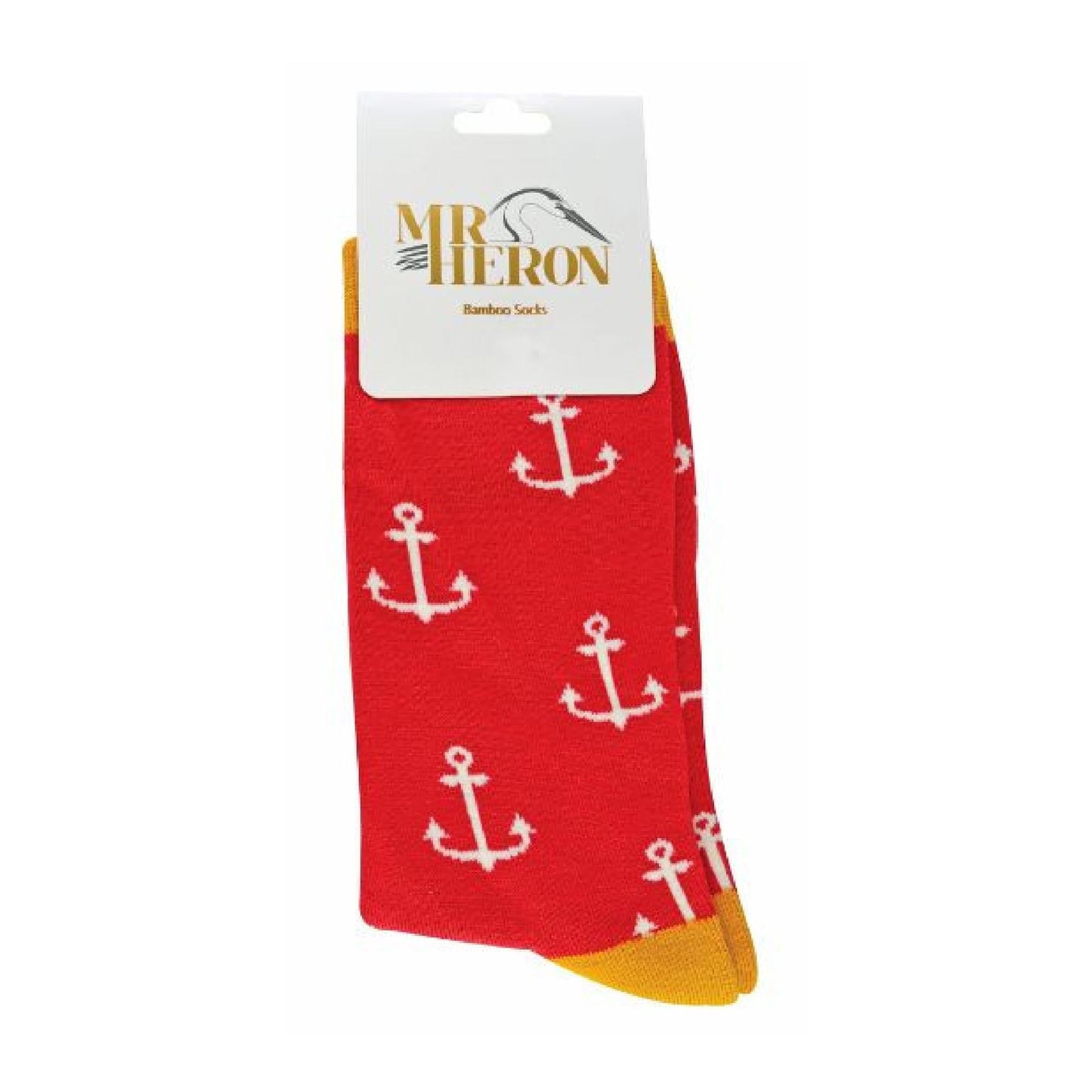 1 Pack Mens Novelty Red Anchors Bamboo Socks