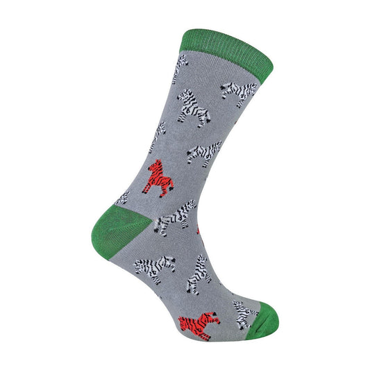1 Pack Mens Novelty Grey Zebra Bamboo Socks
