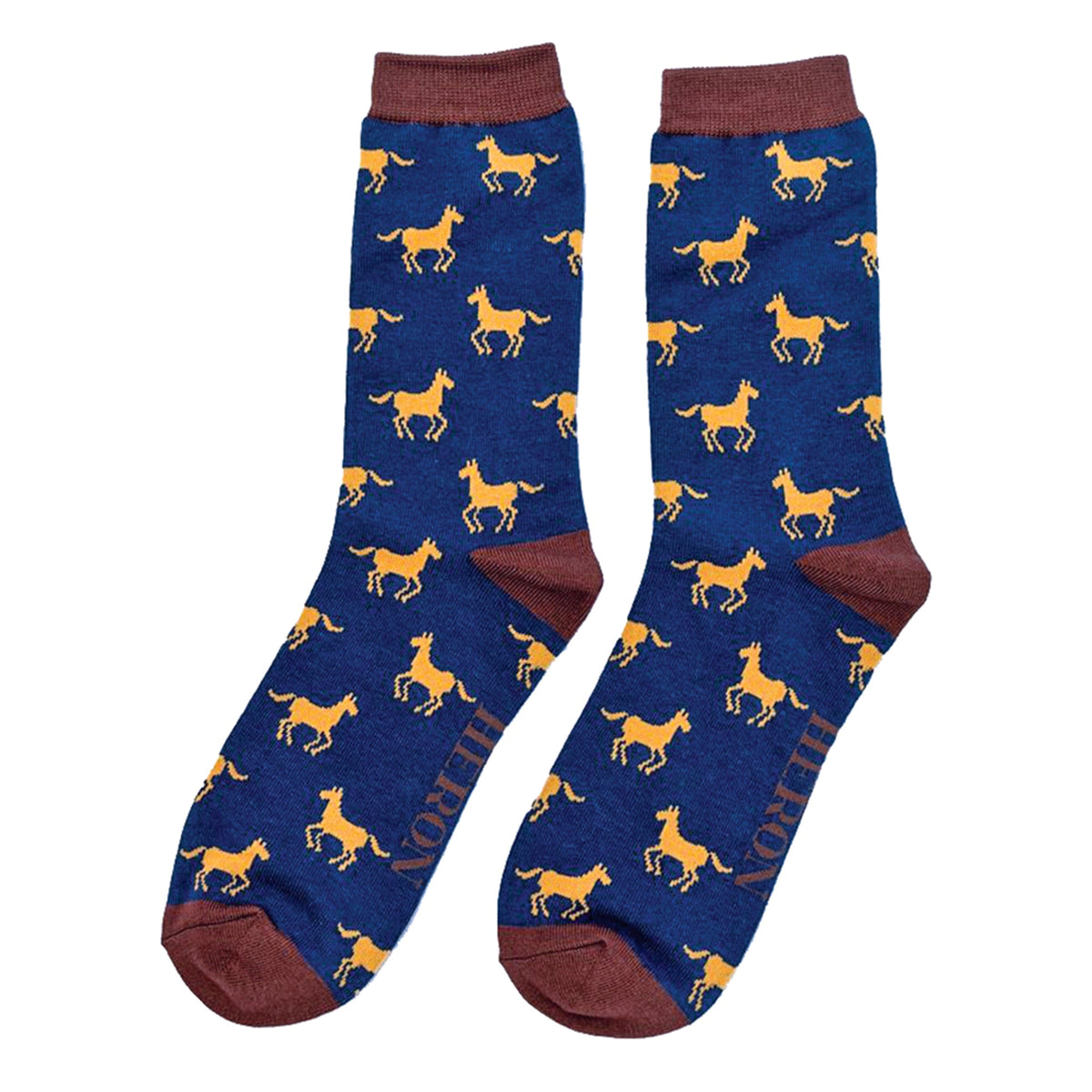 1 Pack Mens Novelty Navy Horse Bamboo Socks