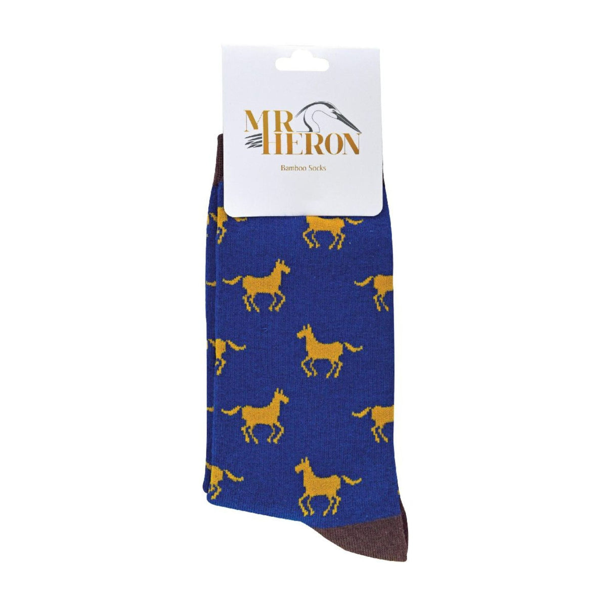 1 Pack Mens Novelty Navy Horse Bamboo Socks