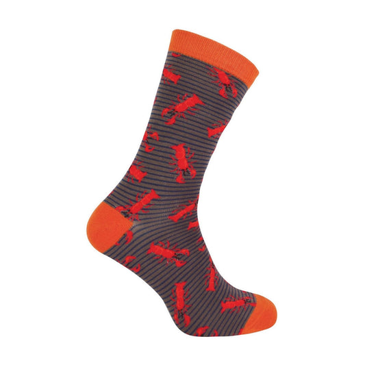 1 Pack Mens Novelty Grey Lobster Bamboo Socks