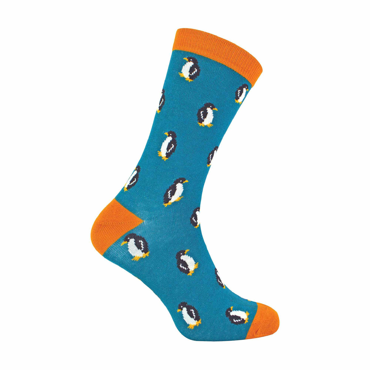 1 Pack Mens Novelty Teal Penguin Bamboo Socks
