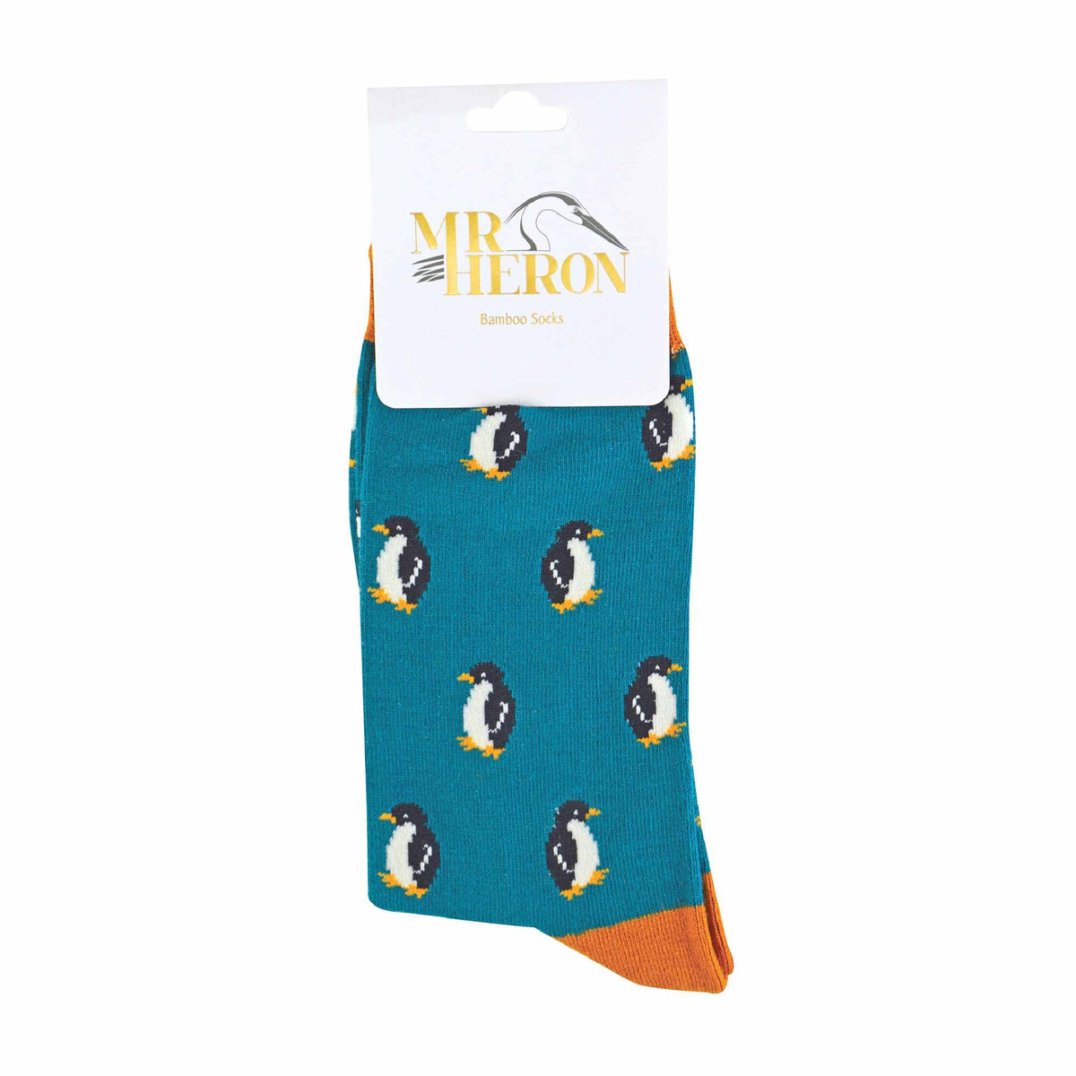 1 Pack Mens Novelty Teal Penguin Bamboo Socks
