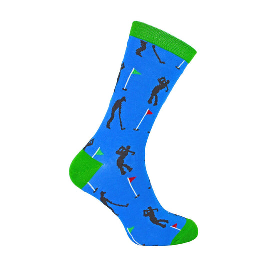 1 Pack Mens Novelty Blue Golf Bamboo Socks