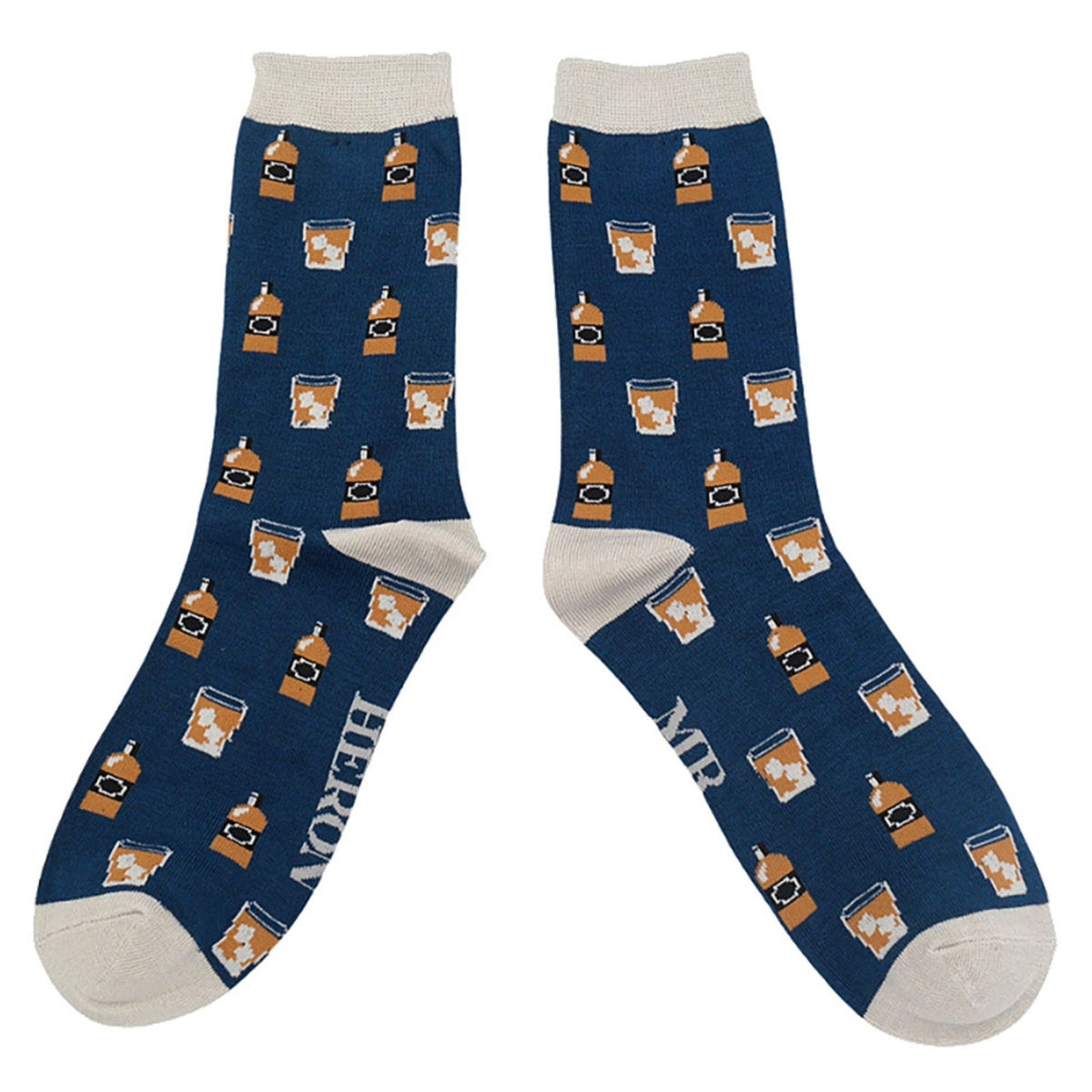 1 Pack Mens Novelty Navy Whiskey Bamboo Socks