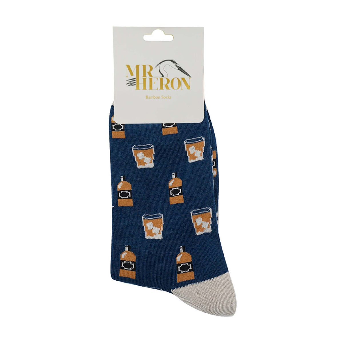 1 Pack Mens Novelty Navy Whiskey Bamboo Socks