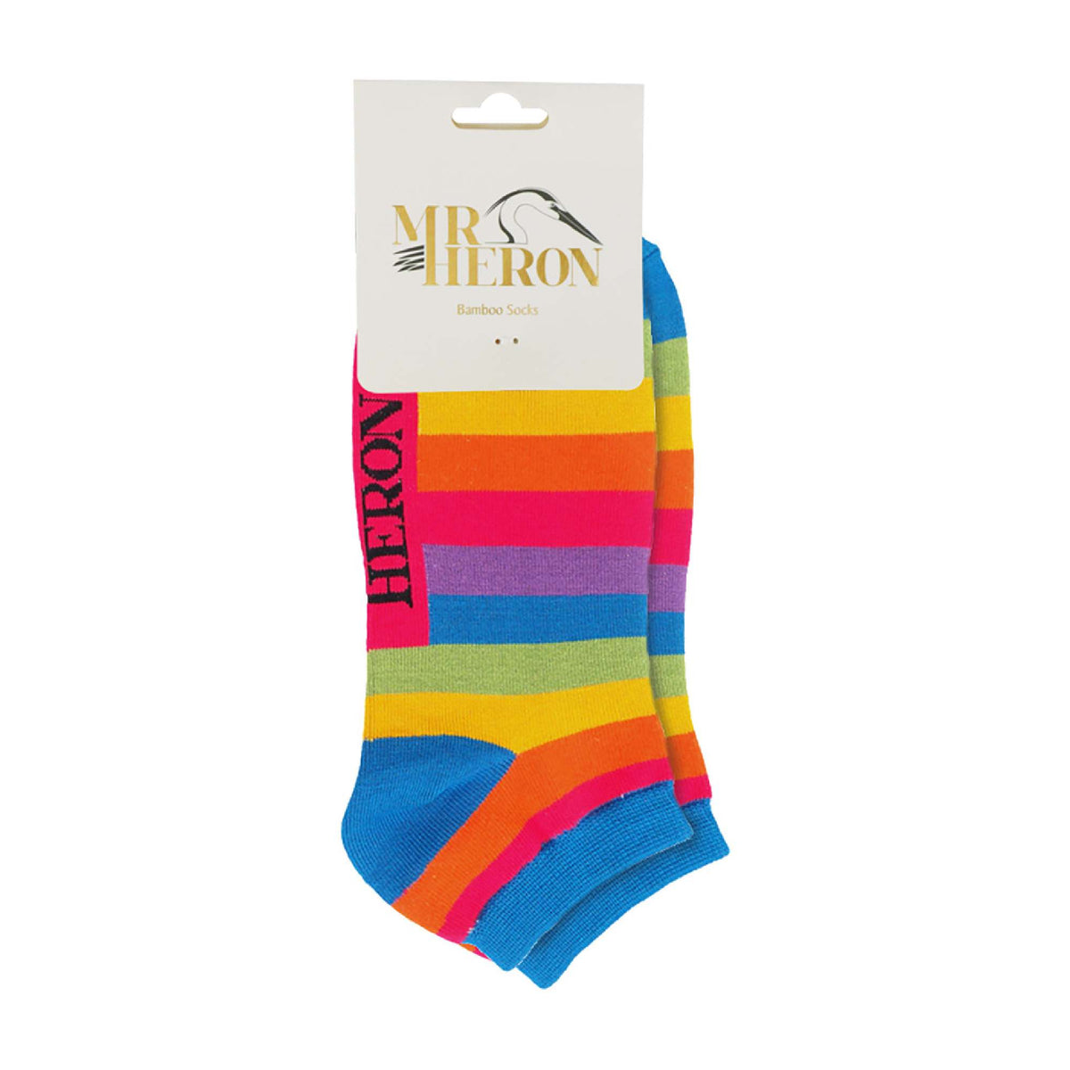 1 Pack Mens Rainbow Striped Bamboo Trainer Socks