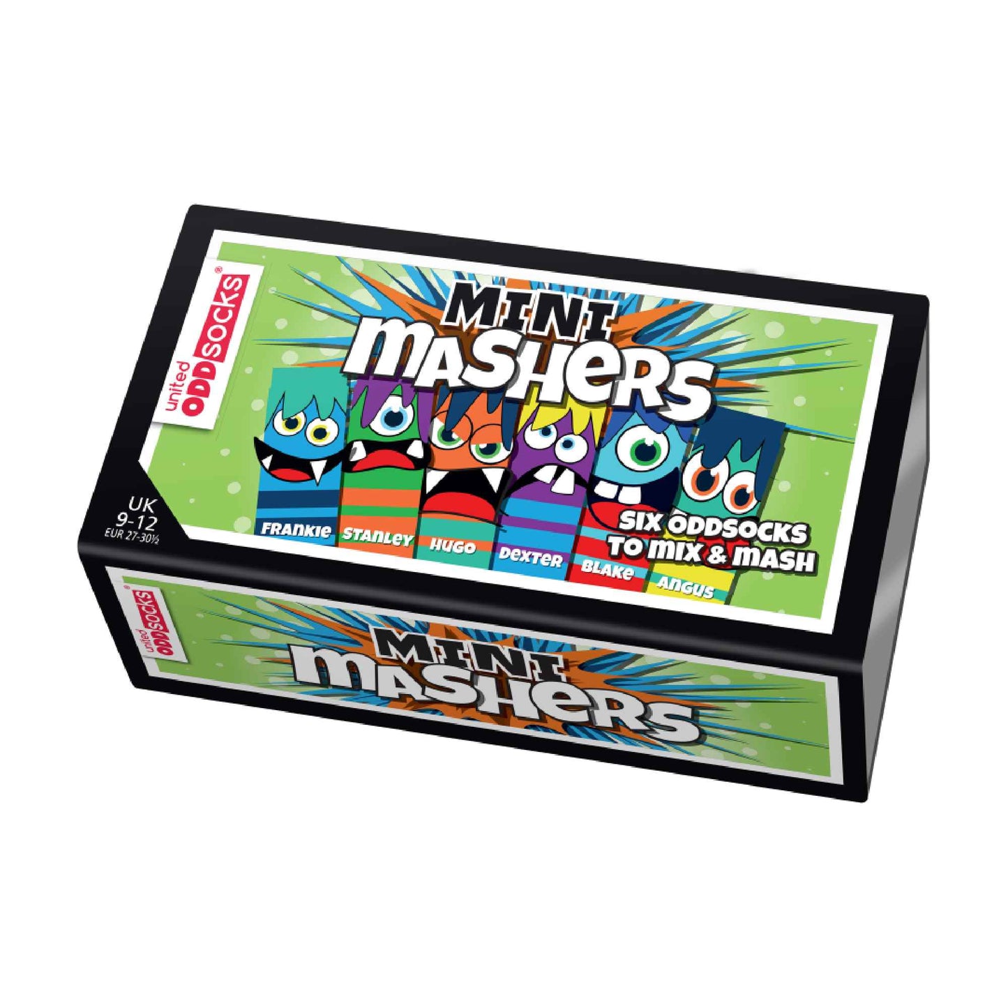 6 Pack Boys Mini Monster Novelty Odd Socks in Gift Box