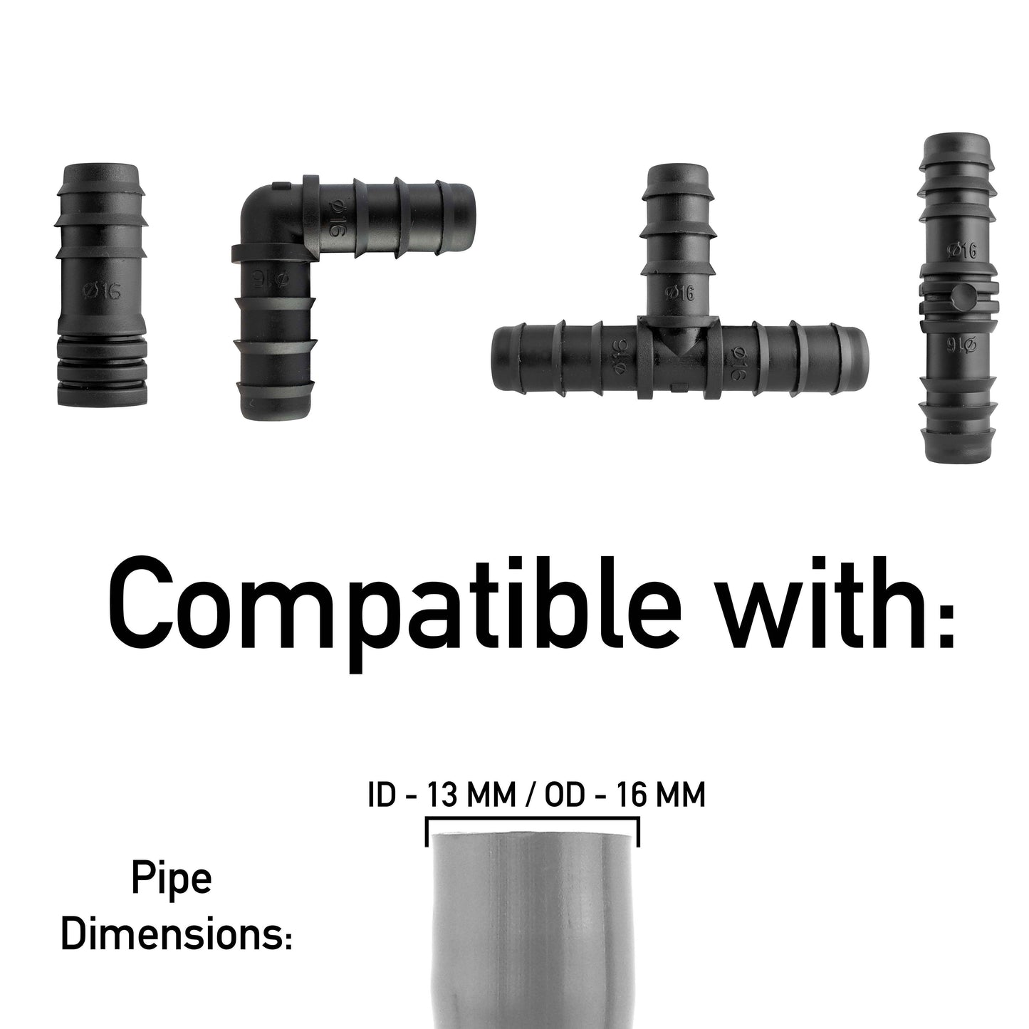 Mix 1/2in Barb Connectors POROUS10 Drip Irrigation Fitting Garden Irrigation Kit