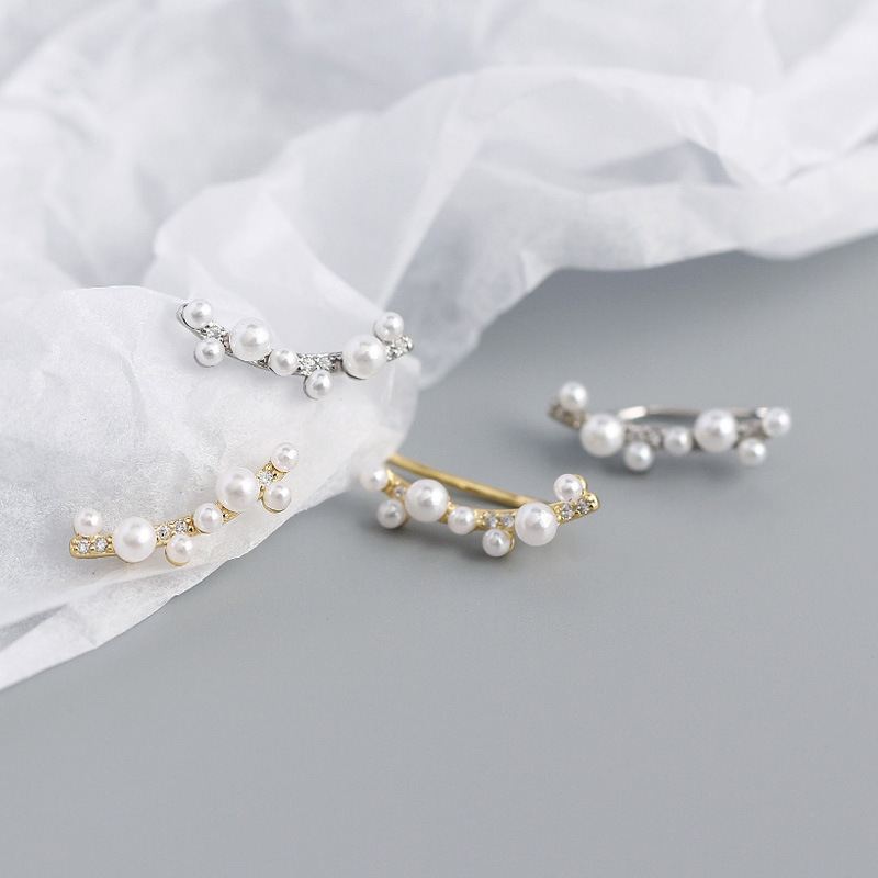 Beautiful Shell Pearls Tree Branch Non-Pierced Earrings - Gold-Plated Silver Pearl Earrings for women - Perfect Pearl Earrings with Gift Wrapping Included