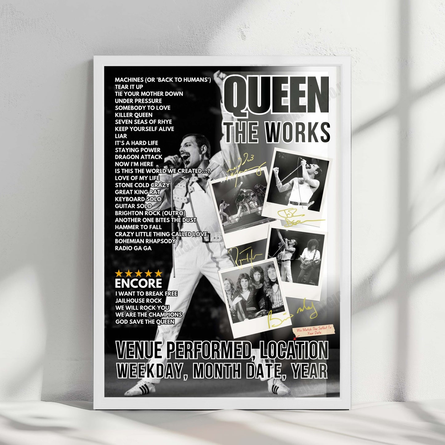 Queen Setlist Poster - Kyuuden Kinen Taiikukan, Fukuoka - October 20th, 1982