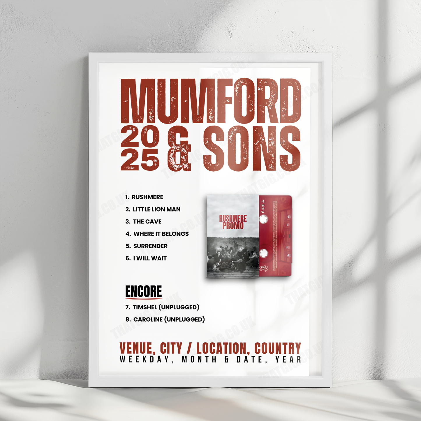 Mumford & Sons Setlist Poster - Private Venue, Southampton - August 15th, 2024