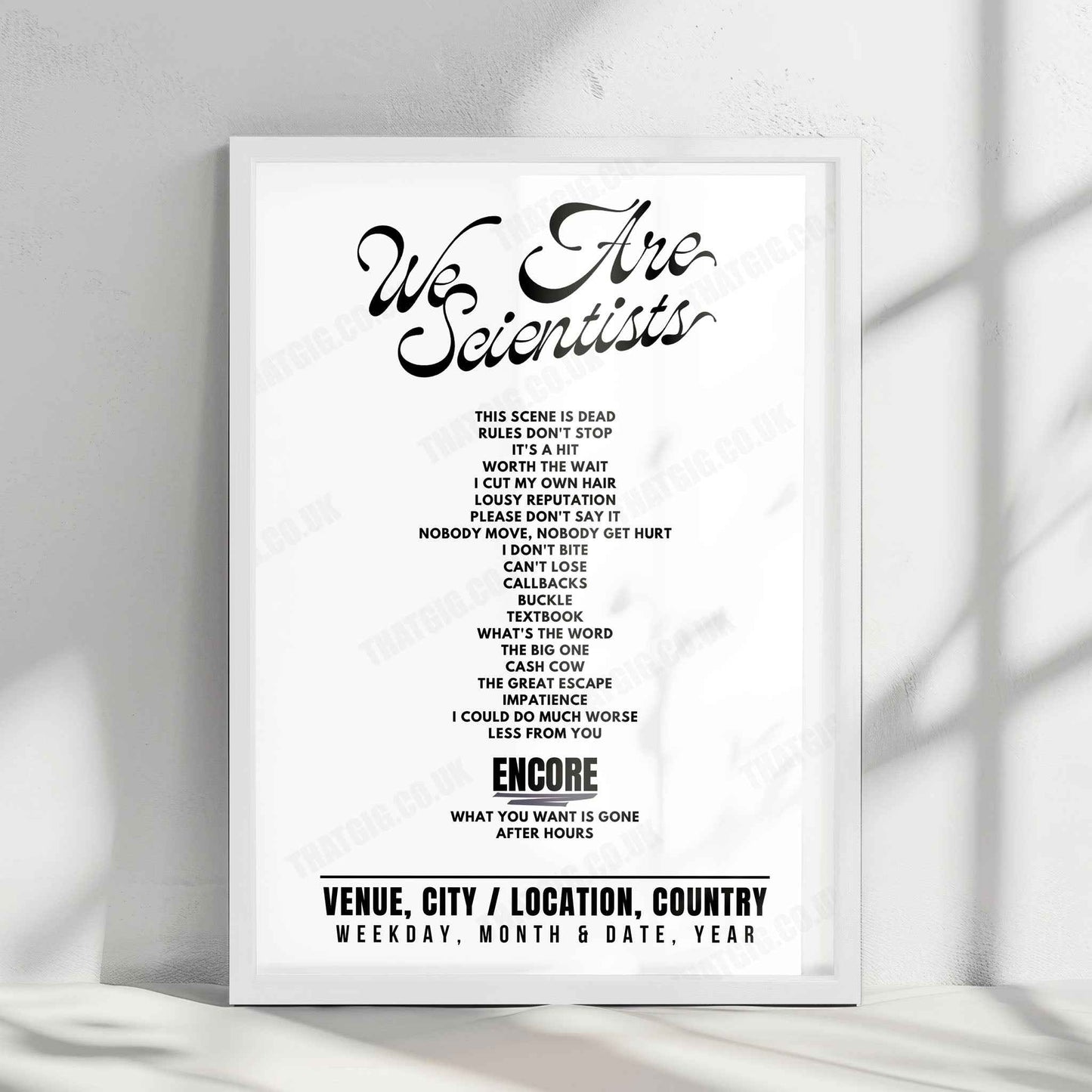 We Are Scientists Setlist Poster - Knust, Hamburg - May 5th, 2025