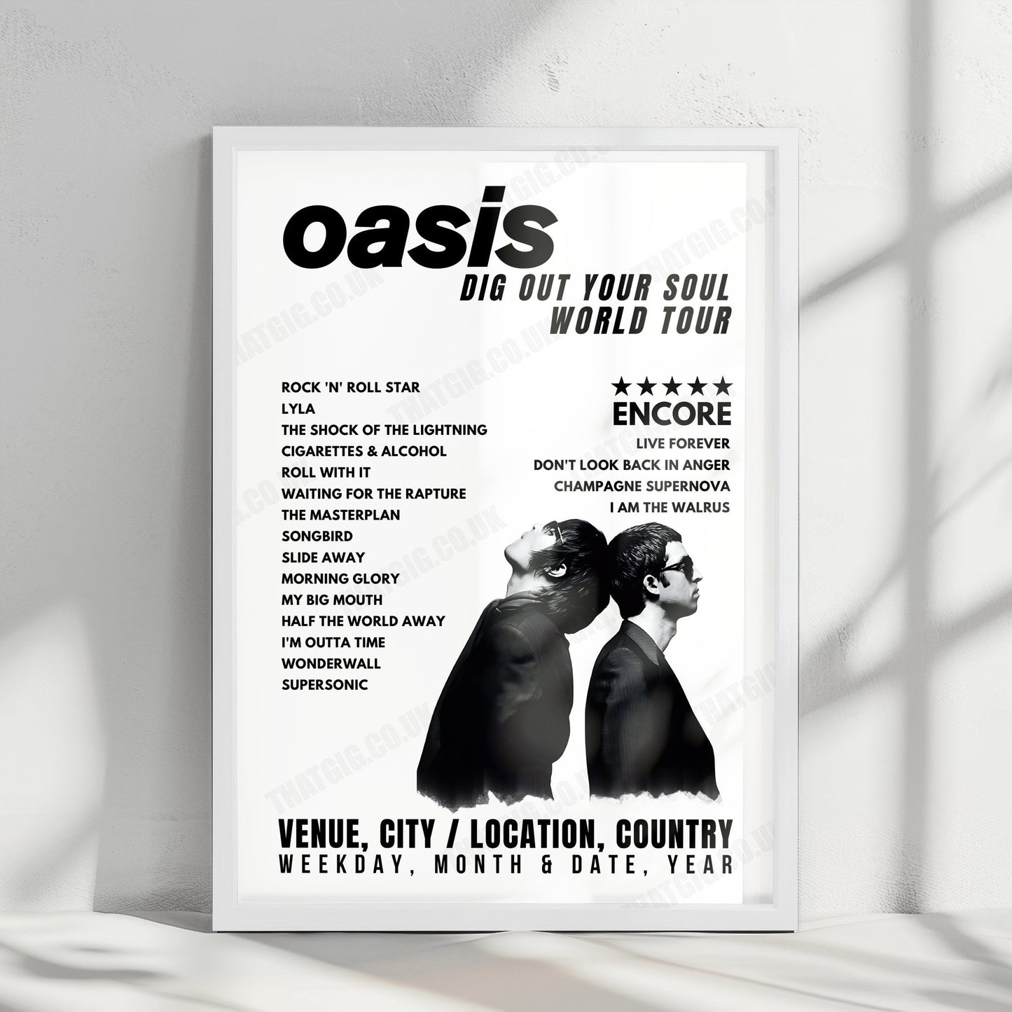 Oasis Setlist Poster - General Motors Place, Vancouver - August 27th, 2008