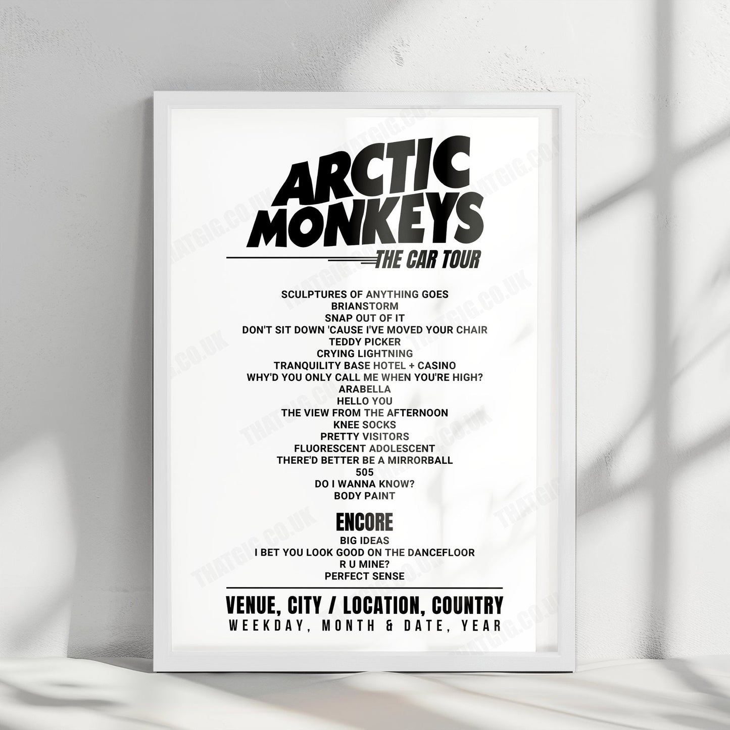 Arctic Monkeys Setlist Poster - Golden 1 Center, Sacramento - September 27th, 2023