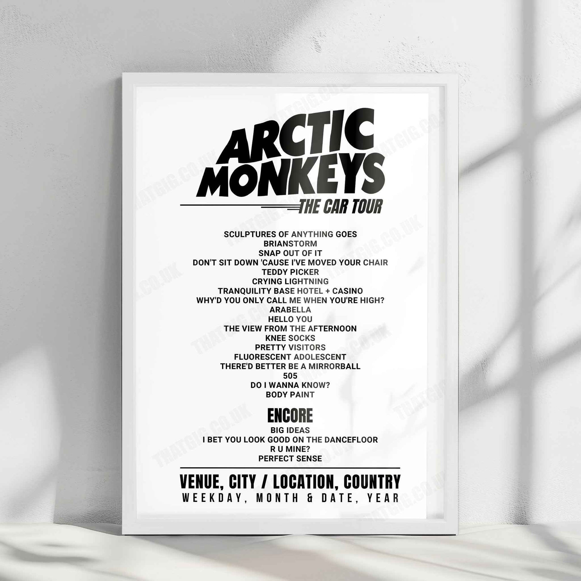 Arctic Monkeys Setlist Poster - Golden 1 Center, Sacramento - September 27th, 2023