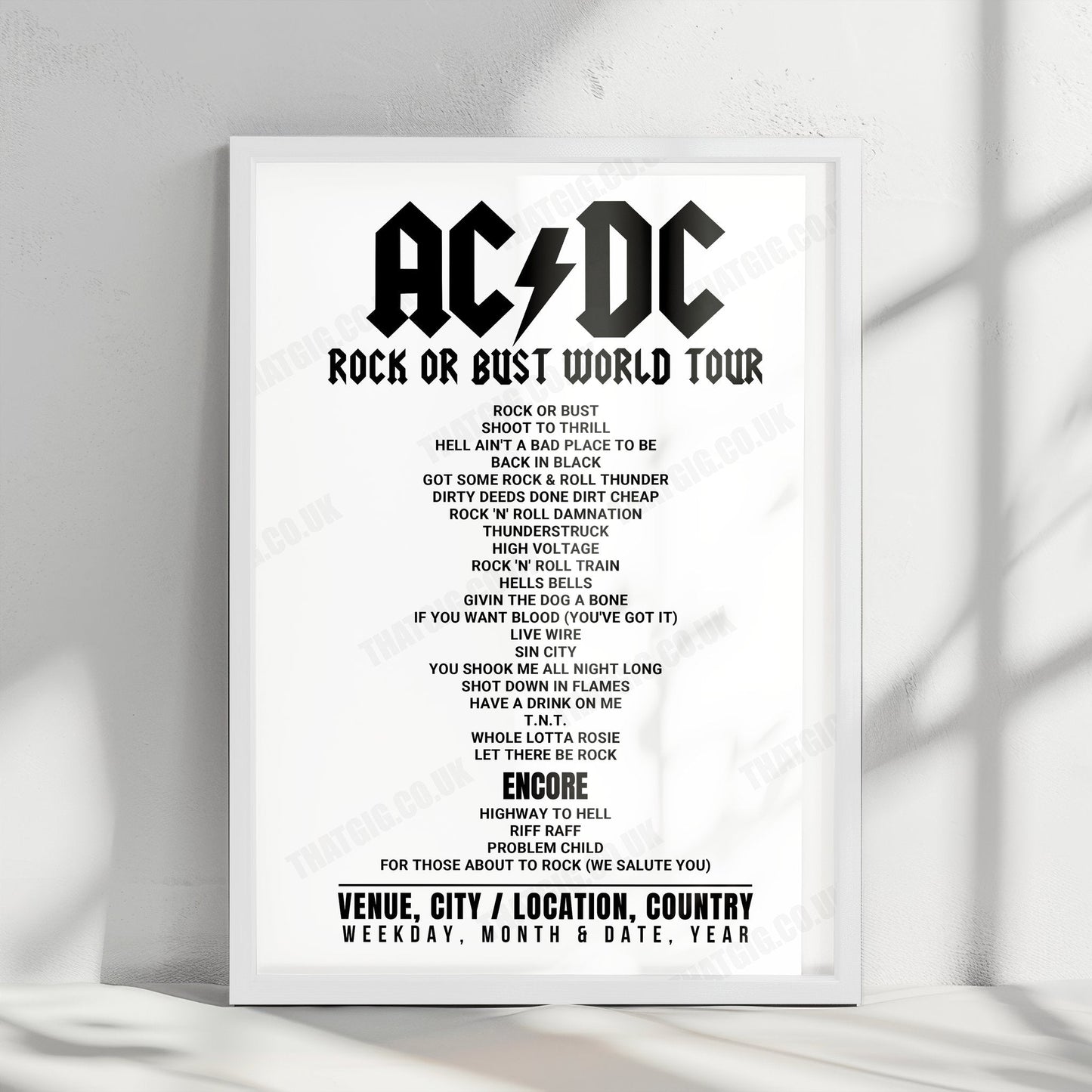 AC/DC Setlist Poster - Estadio La Cartuja de Sevilla, Seville - May 10th, 2016