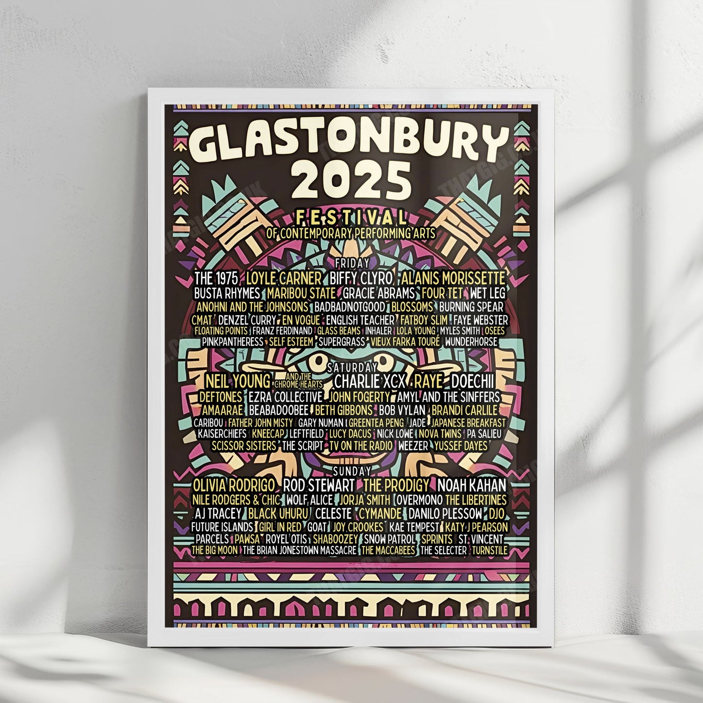 Glastonbury Festival Poster 2025 - 3-Day Line-up, Worthy Farm, Pilton