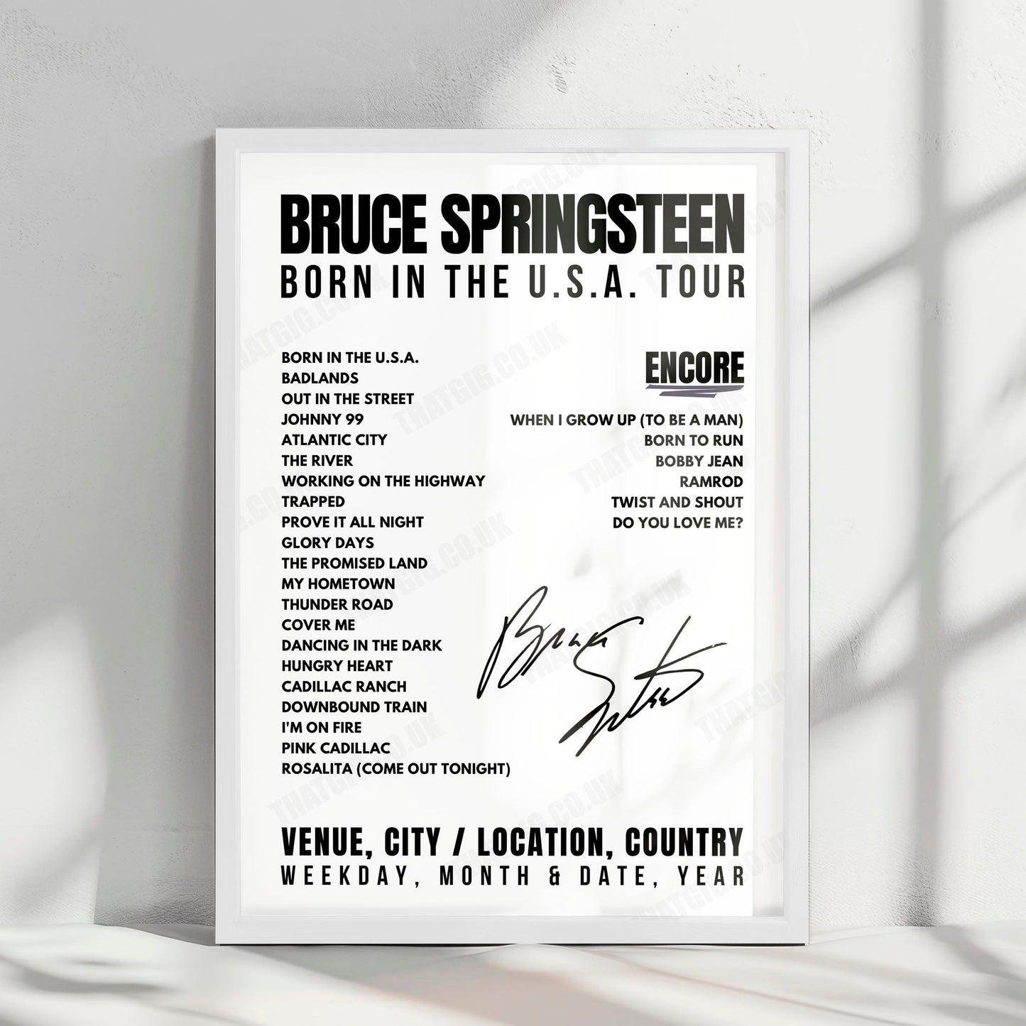 Bruce Springsteen Setlist Poster - Los Angeles Sports Arena, Los Angeles - October 31st, 1984