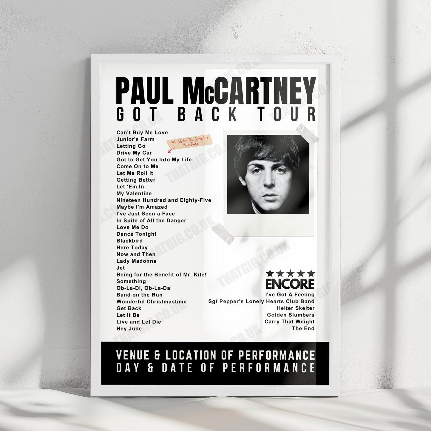 Paul McCartney Setlist Poster - Allianz Stadium, Sydney - October 28th, 2023