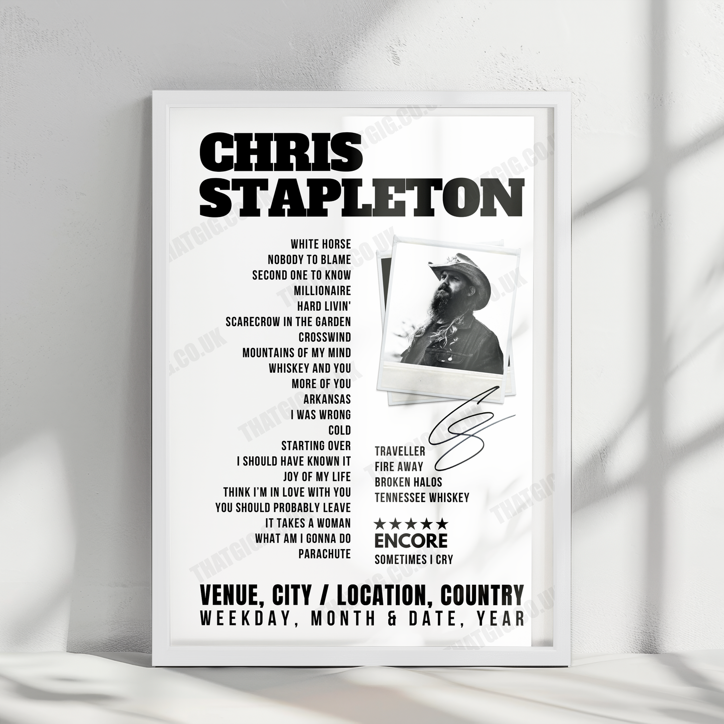 Chris Stapleton Setlist Poster - Don Haskins Center, El Paso - April 26th, 2023