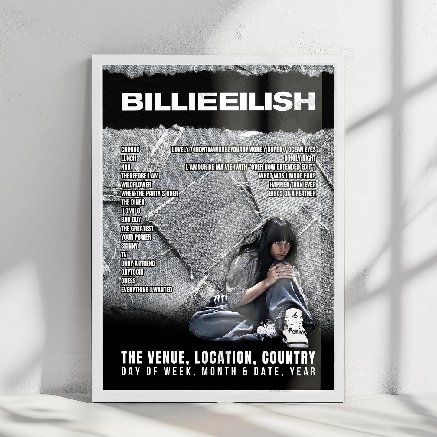 Billie Eilish Setlist Poster - Leeds Festival, Bramham Park - August 25th, 2023