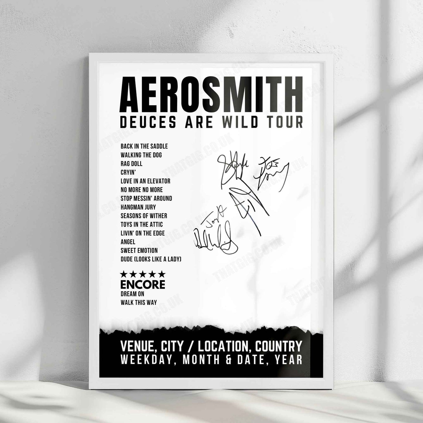 Aerosmith Setlist Poster - Park Theater at Park MGM, Las Vegas - November 19th, 2019
