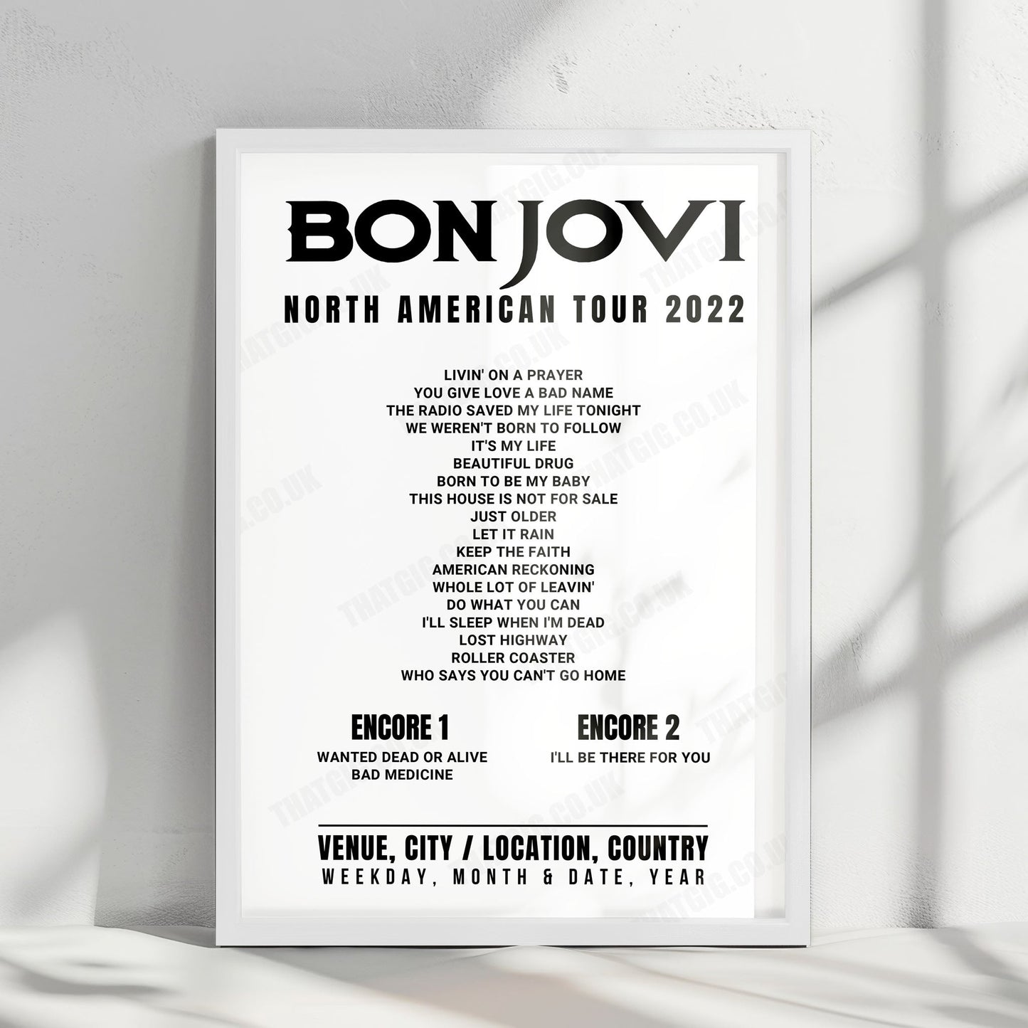 Bon Jovi Setlist Poster - Fiserv Forum, Milwaukee - April 5th, 2022