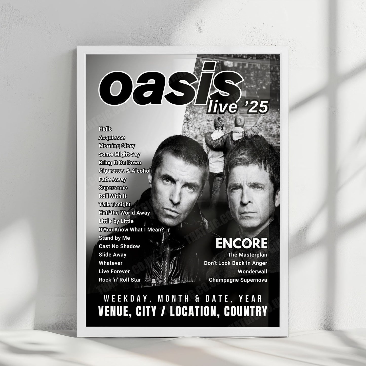 Oasis Setlist Poster - Heaton Park, Manchester - July 16th, 2025