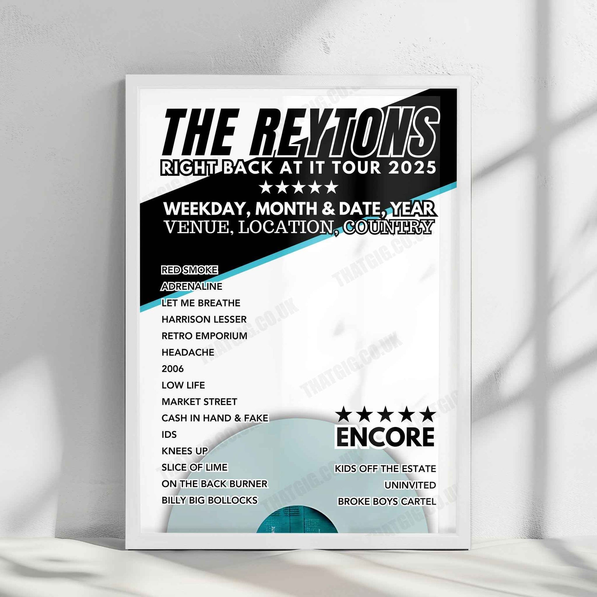 The Reytons Setlist Poster - Metro Theatre, Sydney - October 4th, 2024