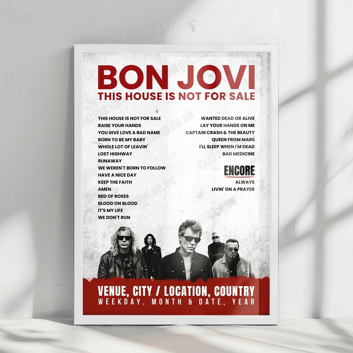 Bon Jovi Setlist Poster - Allianz Parque, São Paulo - September 23rd, 2017