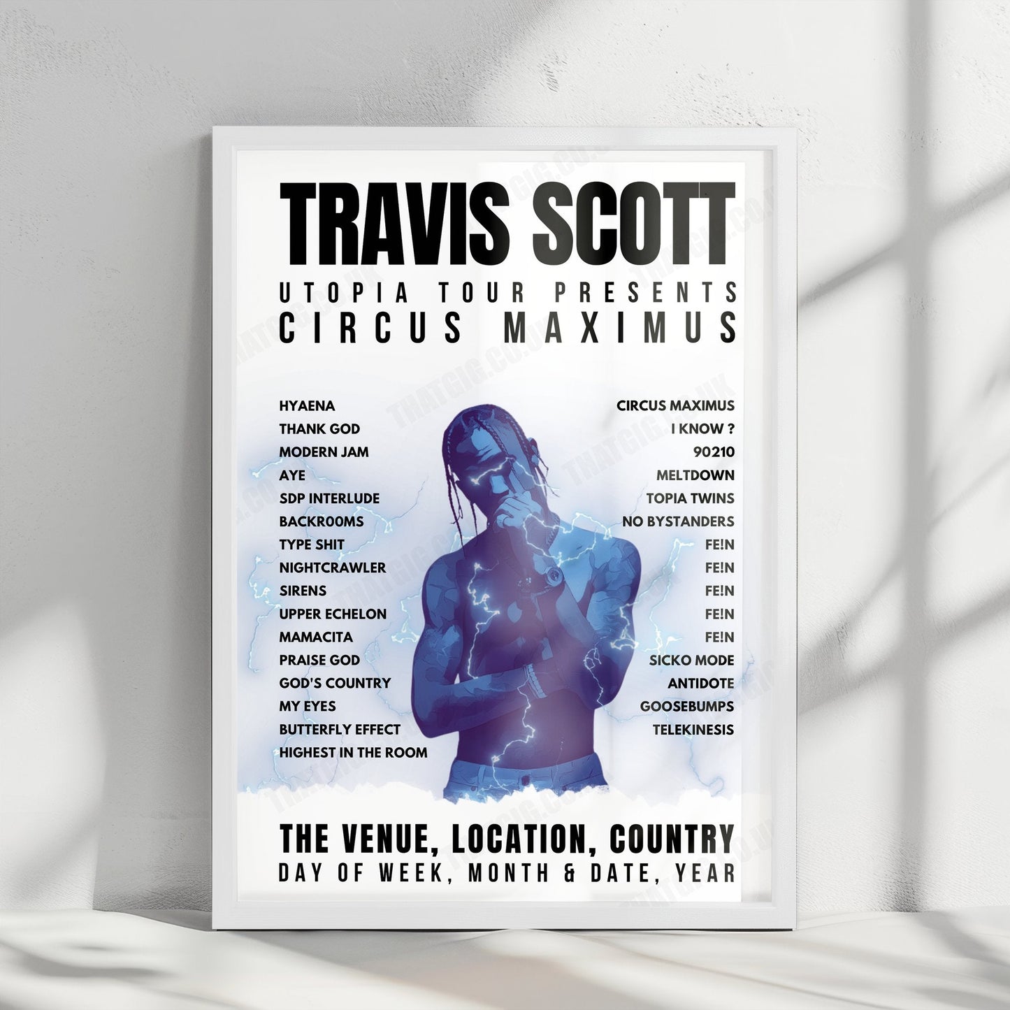 Travis Scott Setlist Poster - Bryce Jordan Center, University Park - January 14th, 2024