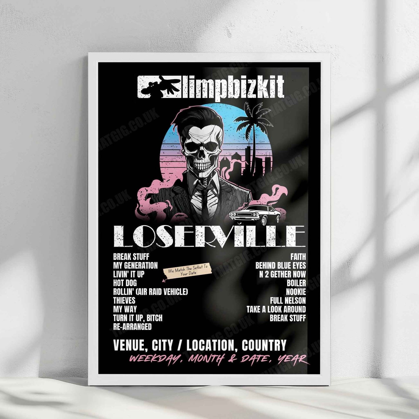 Limp Bizkit Setlist Poster - PNC Music Pavilion, Charlotte, NC, USA - August 2nd, 2024