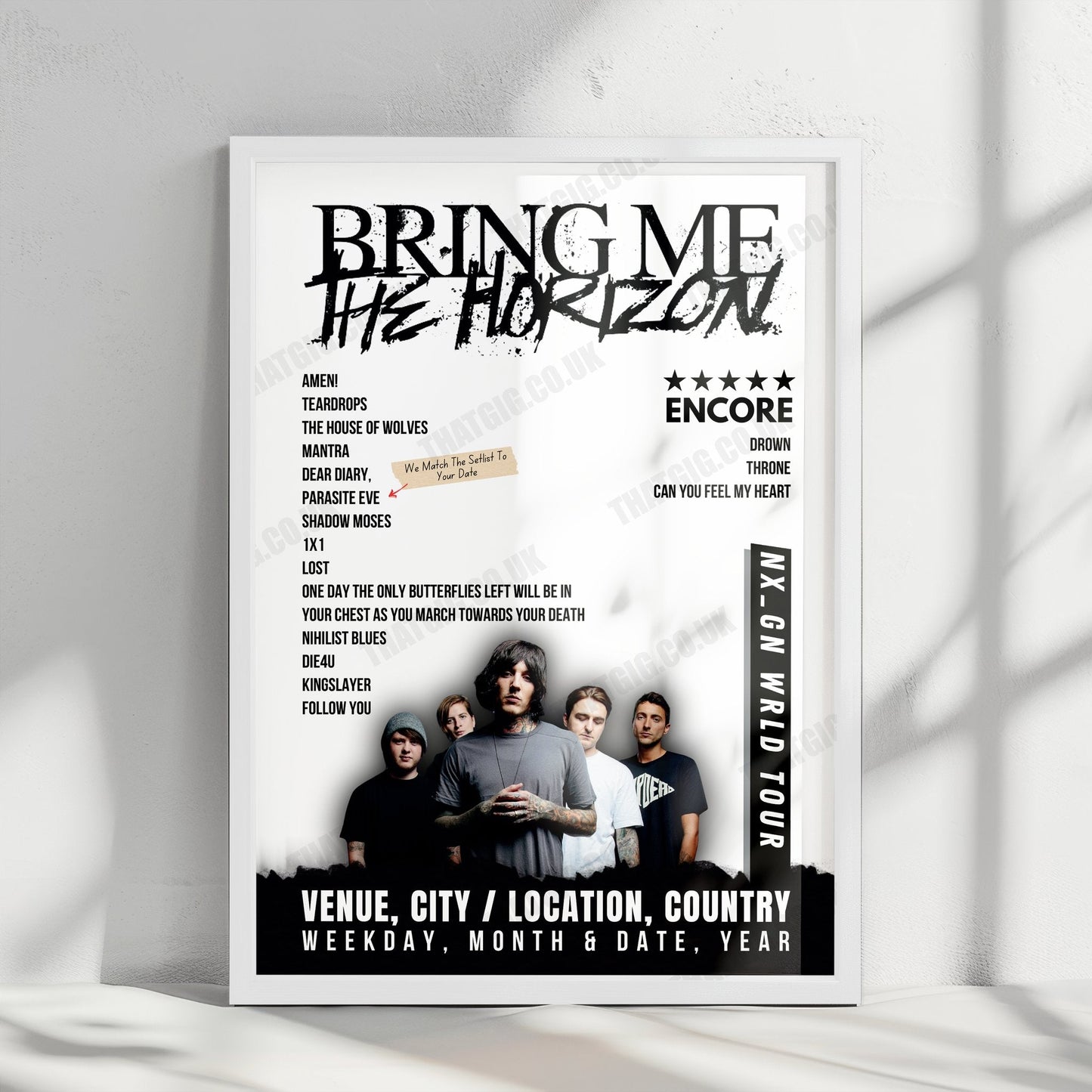 Bring Me the Horizon Setlist Poster - ZOZO Marine Stadium, Chiba - August 18th, 2024