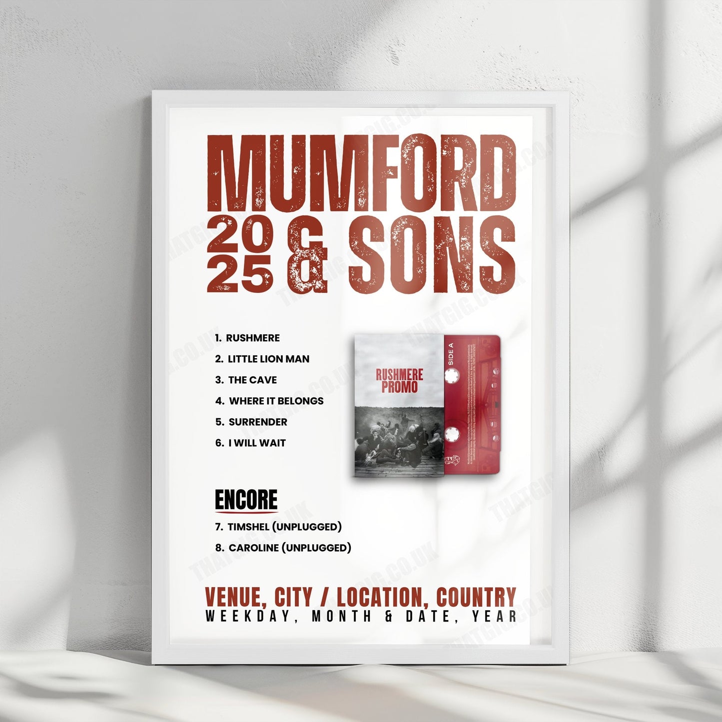 Mumford & Sons Setlist Poster - The Marble Factory, Bristol - March 31st, 2025