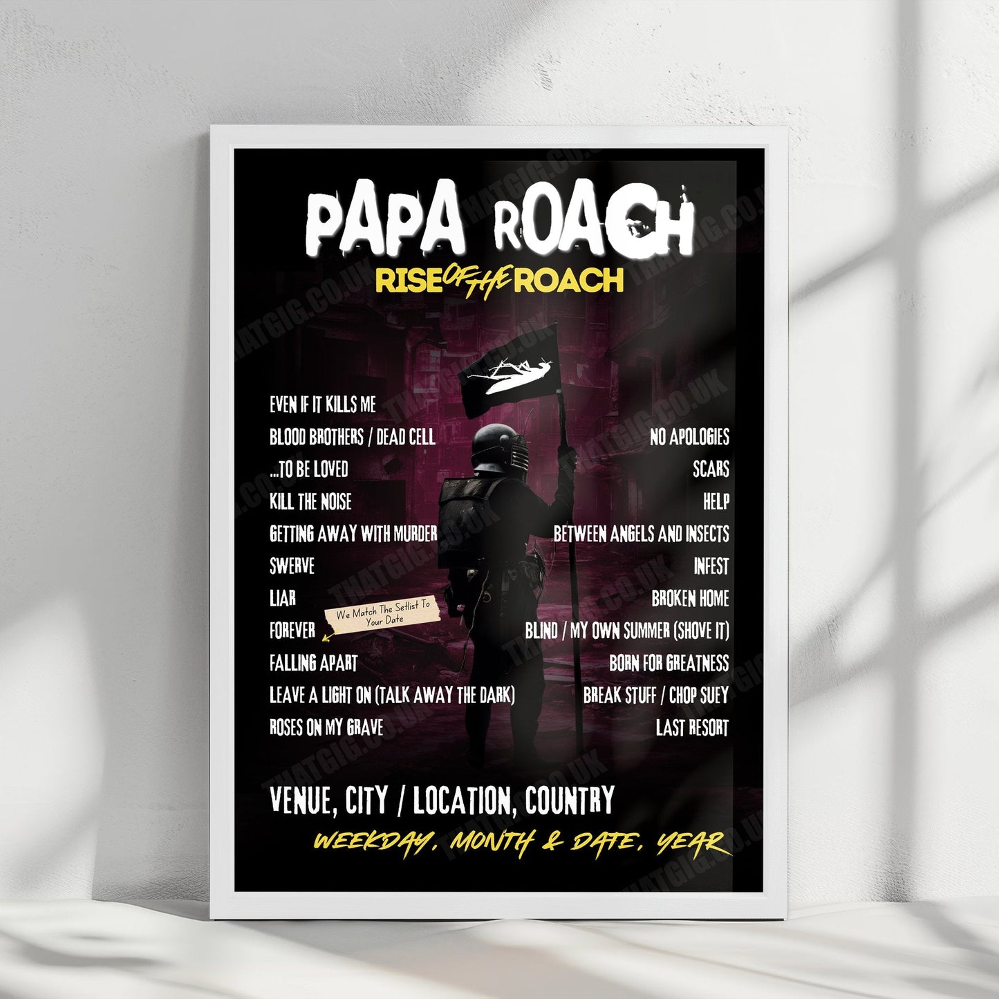 Papa Roach Setlist Poster - Jahrhunderthalle, Frankfurt, Germany - January 23rd, 2025