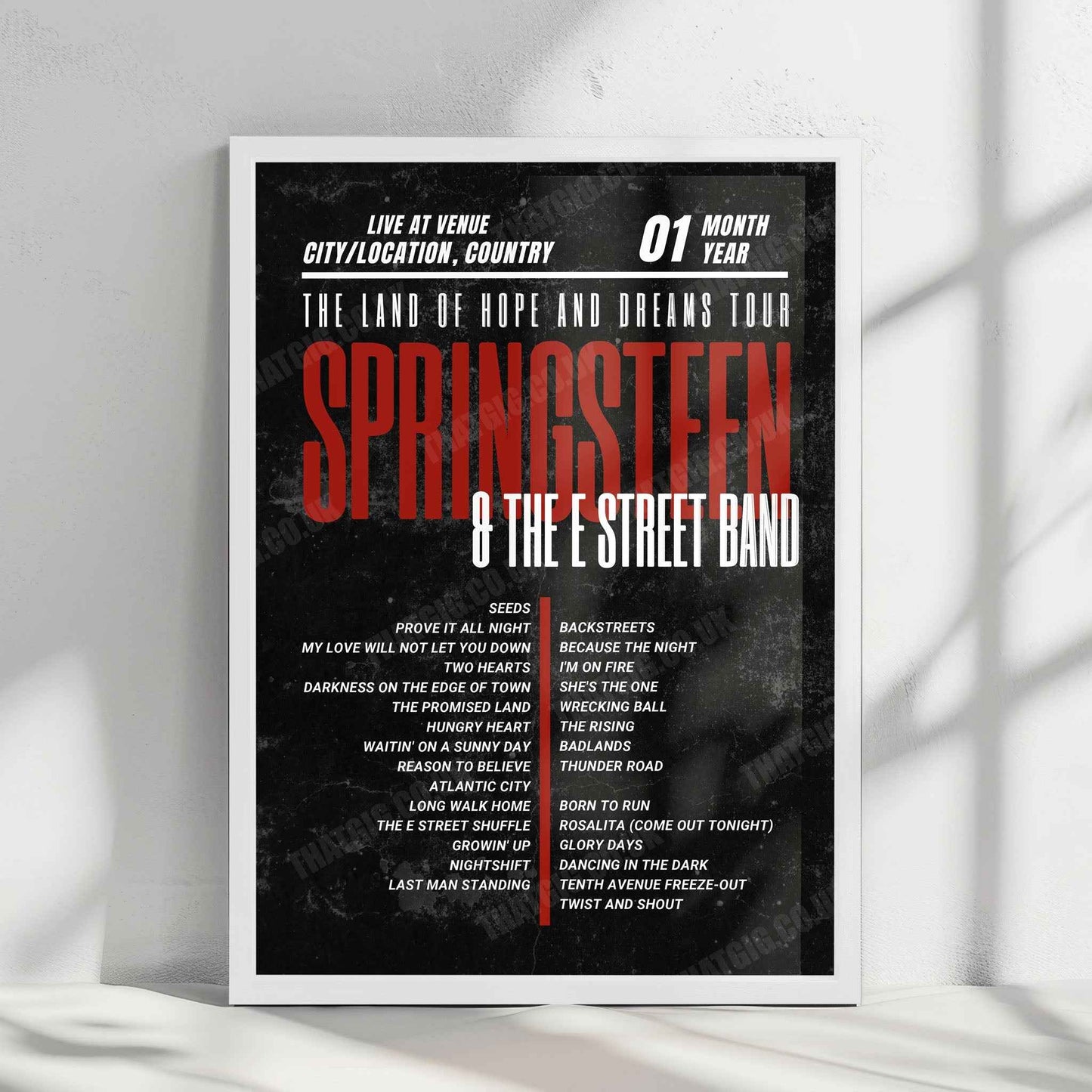 Bruce Springsteen Setlist Poster - Co-op Live, Manchester - May 14th, 2025