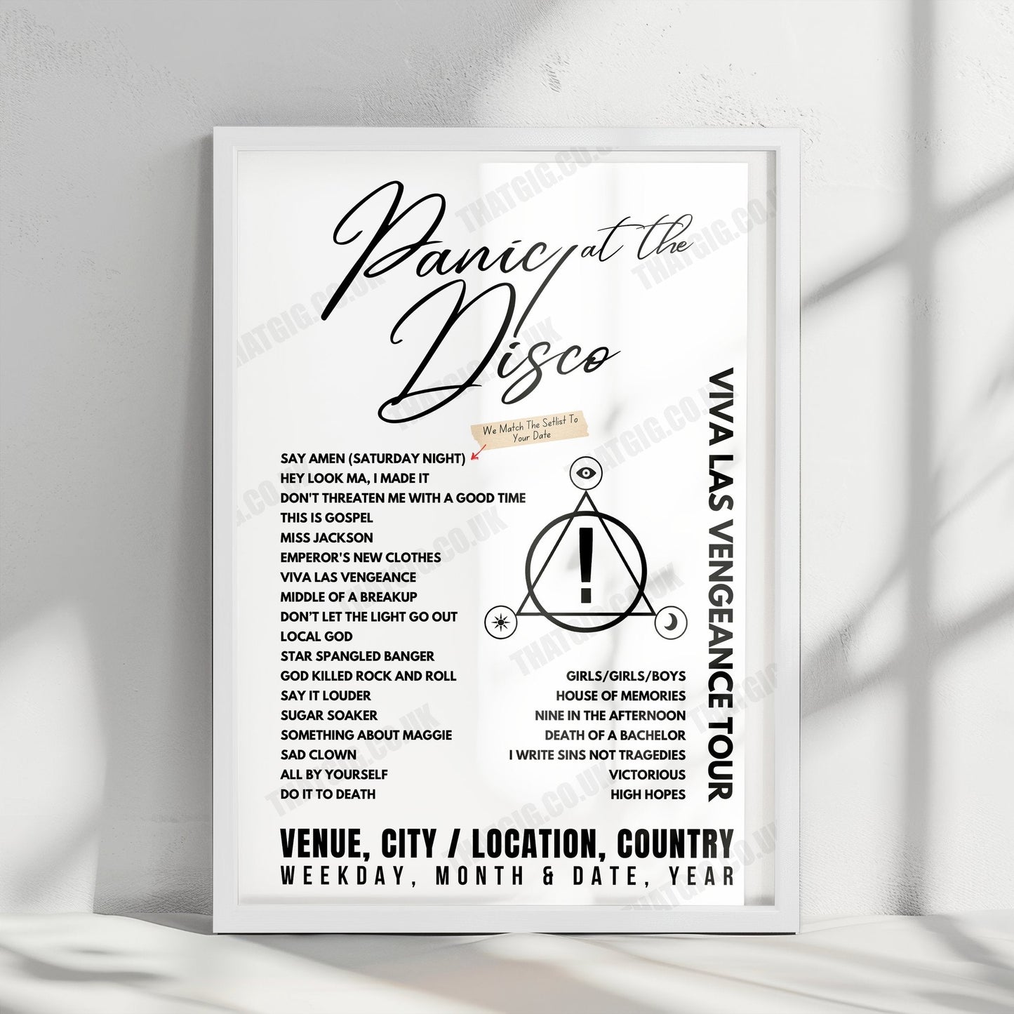 Panic! at the Disco Setlist Poster - The OVO Hydro, Glasgow - March 3rd, 2023