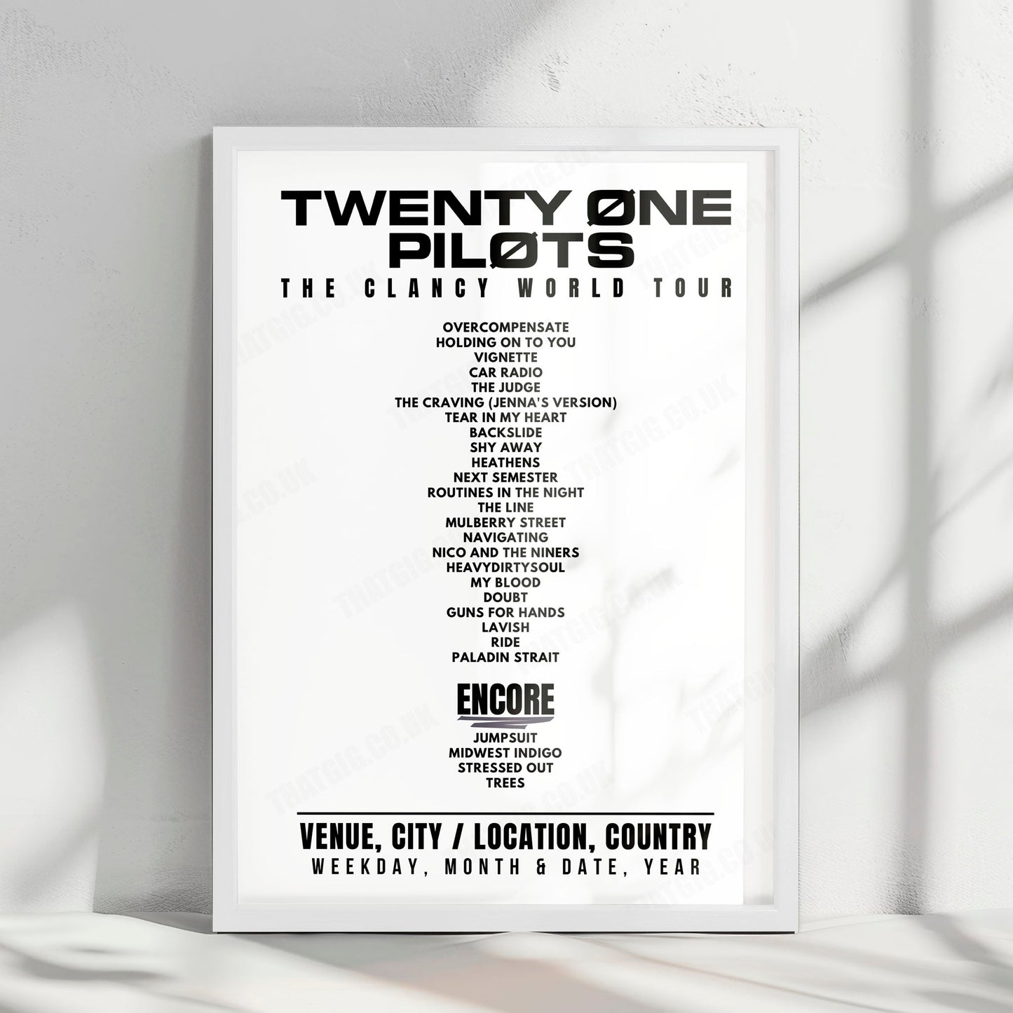 twenty one pilots Setlist Poster - TD Garden, Boston - September 20th, 2024