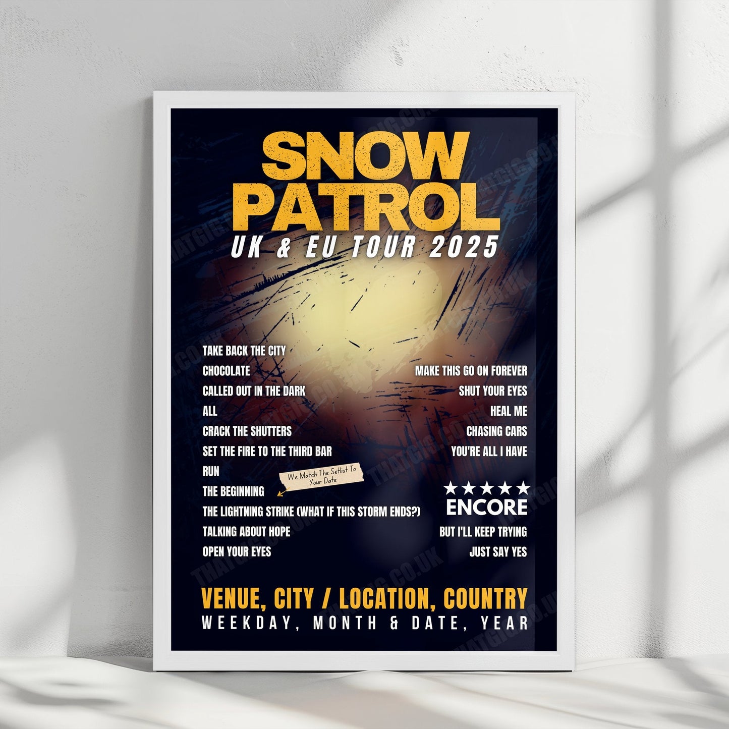 Snow Patrol Setlist Poster - Zenith, Munich, Germany - February 4th, 2025