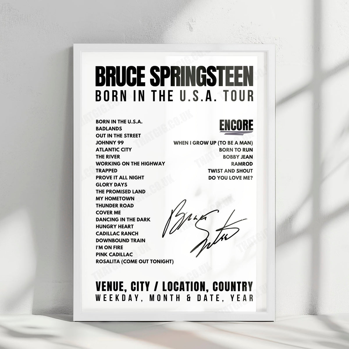 Bruce Springsteen Setlist Poster - Giants Stadium, East Rutherford - September 1st, 1985