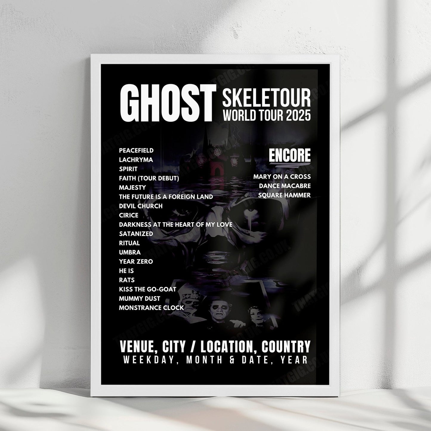 Ghost Setlist Poster - Unipol Forum, Assago - May 4th, 2025