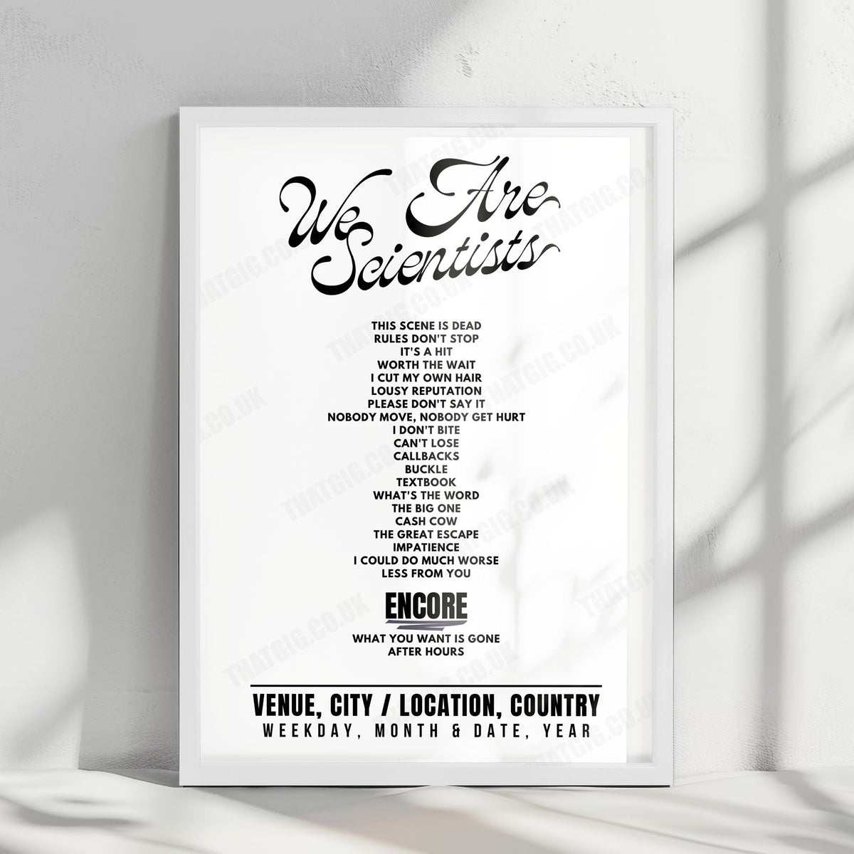 We Are Scientists Setlist Poster - Temple Newsam, Leeds - May 24th, 2025